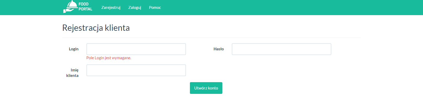 Rejestracja klienta